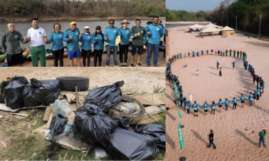 Projeto “Salve o Rio Araguaia” tem abertura com descida de caiaques e coleta de 1 tonelada de resíduos em Barra do Garças