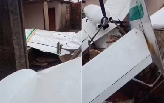 Avião monomotor cai sobre casa em Goiânia; piloto é resgatado consciente