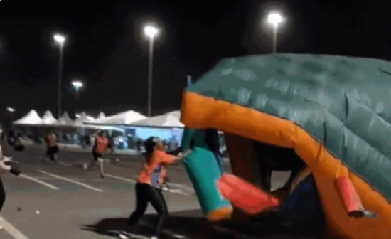 Ventania arrasta brinquedos e assusta participantes durante corrida em MT