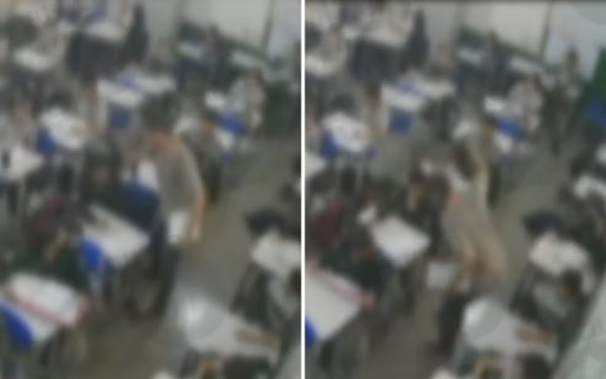 Professor é flagrado agredindo aluno dentro de sala de aula; prefeitura afasta o servidor